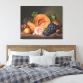 Johann Geor Seitz Still Life mit Pumpkin und Rose Leinwanddruck (Insitu (Schlafzimmer))