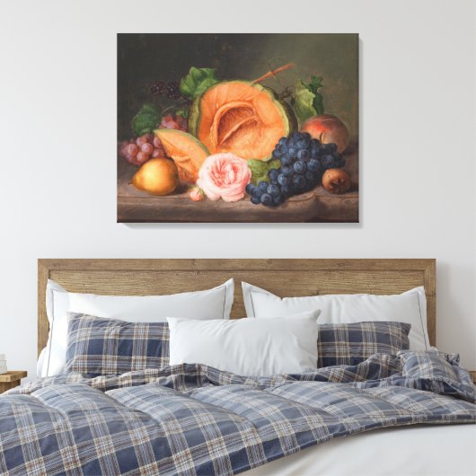 Johann Geor Seitz Still Life mit Pumpkin und Rose Leinwanddruck (Insitu (Schlafzimmer))