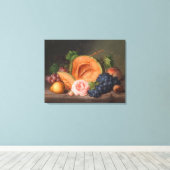 Johann Geor Seitz Still Life mit Pumpkin und Rose Leinwanddruck (Insitu (Holzboden))