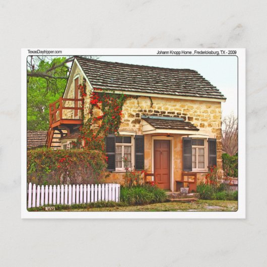 Johann Knopp Zuhause, Fredericksburg, TX Postkarte (Vorderseite)