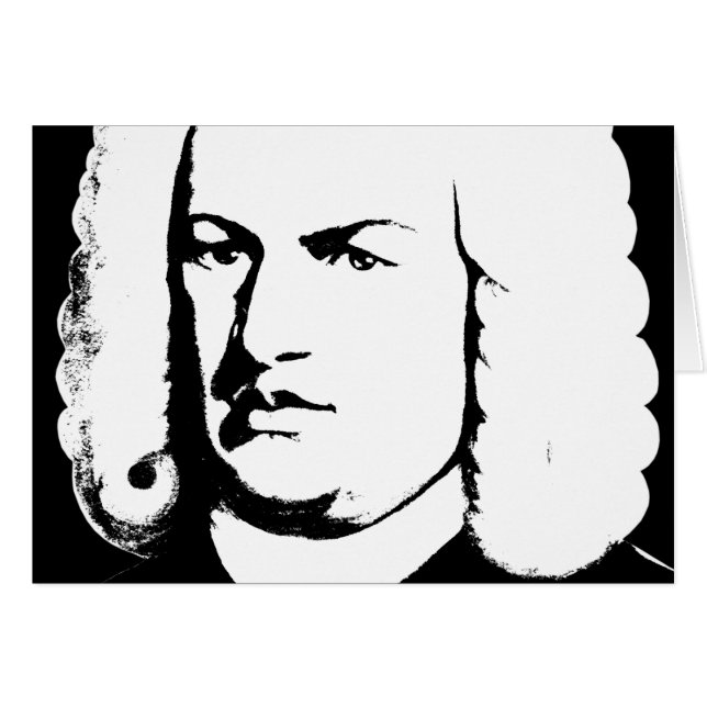 Johann Sebastian Bach abstrakt in Schwarz und weiß (Vorderseite (Horizontal))