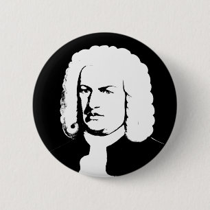 Johann Sebastian Bach abstrakt in Schwarz und weiß Button