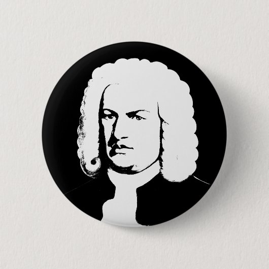 Johann Sebastian Bach abstrakt in Schwarz und weiß Button (Vorderseite)