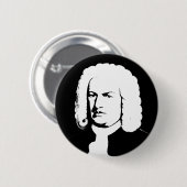 Johann Sebastian Bach abstrakt in Schwarz und weiß Button (Vorne & Hinten)