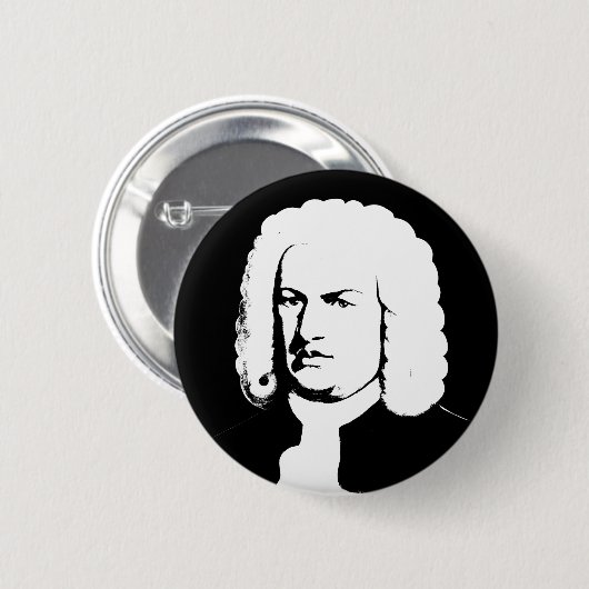 Johann Sebastian Bach abstrakt in Schwarz und weiß Button (Vorne & Hinten)
