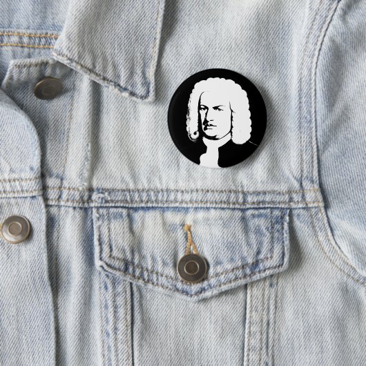 Johann Sebastian Bach abstrakt in Schwarz und weiß Button (Beispiel)