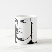 Johann Sebastian Bach abstrakt in Schwarz und weiß Kaffeetasse (Mittel)