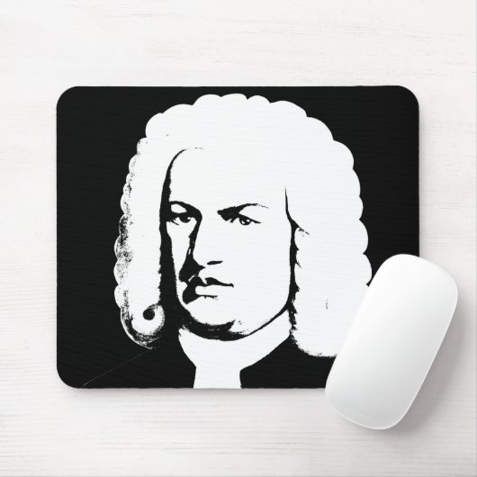 Johann Sebastian Bach abstrakt in Schwarz und weiß Mousepad (Mit Mouse)