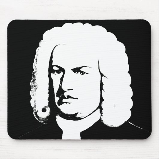 Johann Sebastian Bach abstrakt in Schwarz und weiß Mousepad (Vorne)
