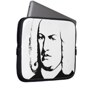 Johann Sebastian Bach abstrakt - schwarz und weiß Laptopschutzhülle