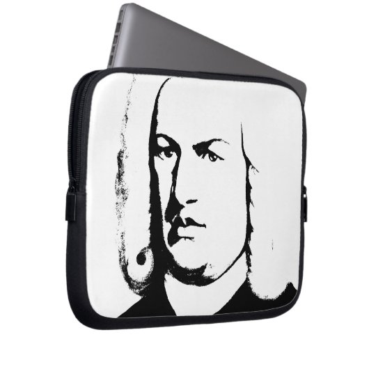 Johann Sebastian Bach abstrakt - schwarz und weiß Laptopschutzhülle (Vorne Rechts)