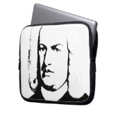 Johann Sebastian Bach abstrakt - schwarz und weiß Laptopschutzhülle (Vorderseite Links)