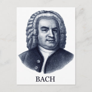 Johann Sebastian Bach, blau Postkarte