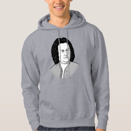 Johann Sebastian Bach Cartoon in schwarz weiß grau Hoodie