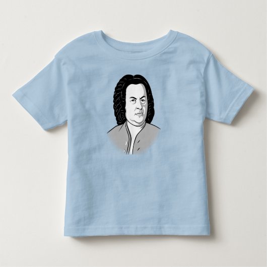 Johann Sebastian Bach Cartoon in schwarz weiß grau Kleinkind T-shirt (Vorderseite)
