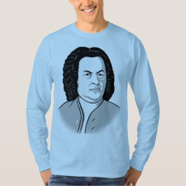 Johann Sebastian Bach Cartoon in schwarz weiß grau T-Shirt
