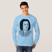 Johann Sebastian Bach Cartoon in schwarz weiß grau T-Shirt (Vorne ganz)
