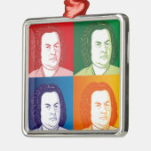 Johann Sebastian Bach im Cartoon Stil Silbernes Ornament (Links)
