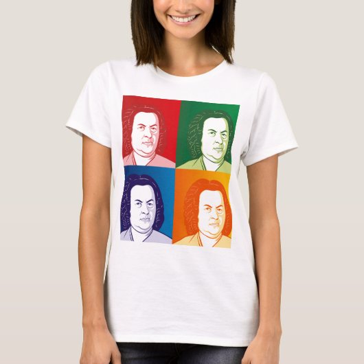 Johann Sebastian Bach im Cartoon Stil T-Shirt (Vorderseite)