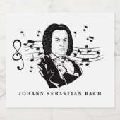 Johann Sebastian Bach Portrait and Bust with Notes Alkoholflaschenetikett (Einzelnes Label)