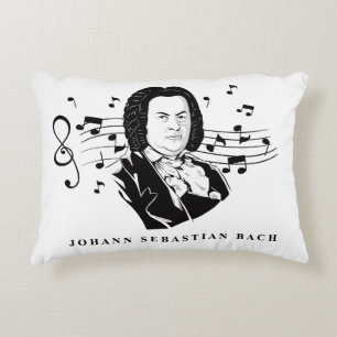 Johann Sebastian Bach Portrait and Bust with Notes Dekokissen