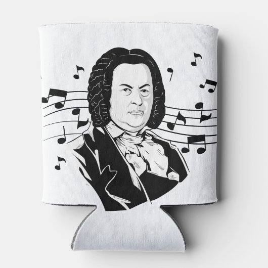 Johann Sebastian Bach Portrait and Bust with Notes Dosenkühler (Rückseite)