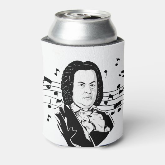 Johann Sebastian Bach Portrait and Bust with Notes Dosenkühler (Kanne Rückseite)