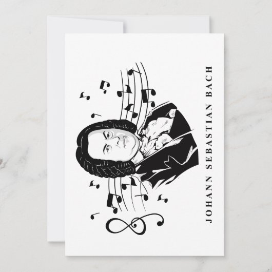 Johann Sebastian Bach Portrait and Bust with Notes Einladung (Vorderseite)