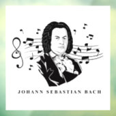 Johann Sebastian Bach Portrait and Bust with Notes Fensteraufkleber (Blatt 3)