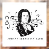 Johann Sebastian Bach Portrait and Bust with Notes Fensteraufkleber (Blatt 2)