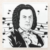 Johann Sebastian Bach Portrait and Bust with Notes Glasuntersetzer (Vorderseite)