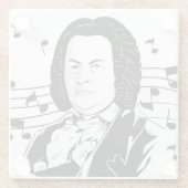 Johann Sebastian Bach Portrait and Bust with Notes Glasuntersetzer (Rückseite)