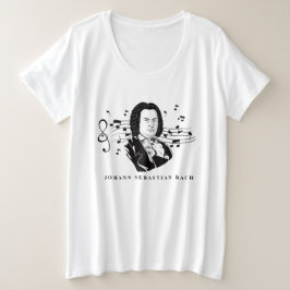 Johann Sebastian Bach Portrait and Bust with Notes Große Größe T-Shirt