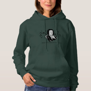 Johann Sebastian Bach Portrait and Bust with Notes Hoodie