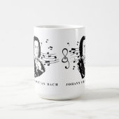 Johann Sebastian Bach Portrait and Bust with Notes Kaffeetasse (Mittel)