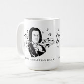 Johann Sebastian Bach Portrait and Bust with Notes Kaffeetasse (Vorderseite Links)