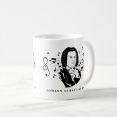 Johann Sebastian Bach Portrait and Bust with Notes Kaffeetasse (VorderseiteRechts)