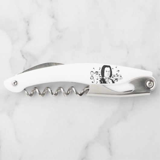 Johann Sebastian Bach Portrait and Bust with Notes Kellnermesser (Rückseite)