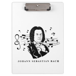 Johann Sebastian Bach Portrait and Bust with Notes Klemmbrett