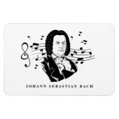 Johann Sebastian Bach Portrait and Bust with Notes Magnet (Horizontal)