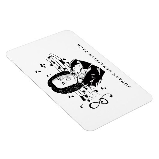 Johann Sebastian Bach Portrait and Bust with Notes Magnet (Rechte Seite)