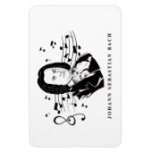 Johann Sebastian Bach Portrait and Bust with Notes Magnet (Vertikal)