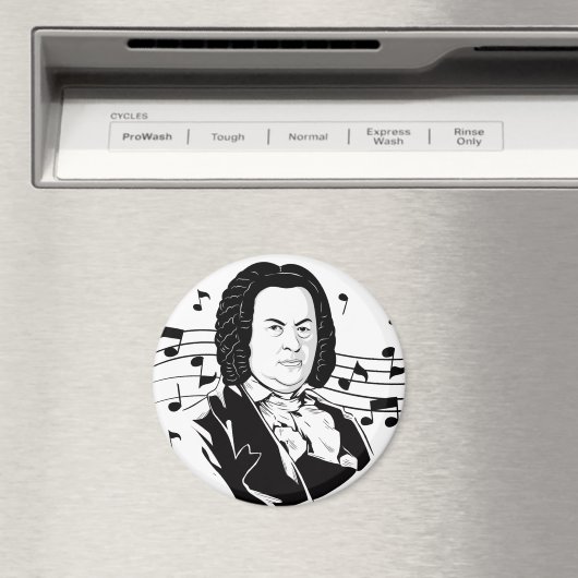 Johann Sebastian Bach Portrait and Bust with Notes Magnet (In Situ (Geschirrspüler))