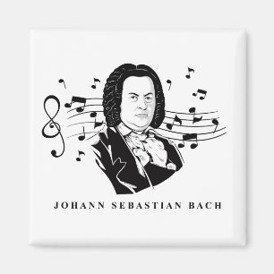 Johann Sebastian Bach Portrait and Bust with Notes Magnet