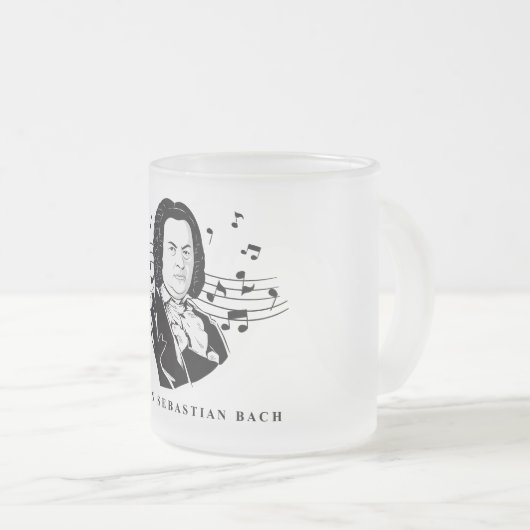 Johann Sebastian Bach Portrait and Bust with Notes Mattglastasse (VorderseiteRechts)