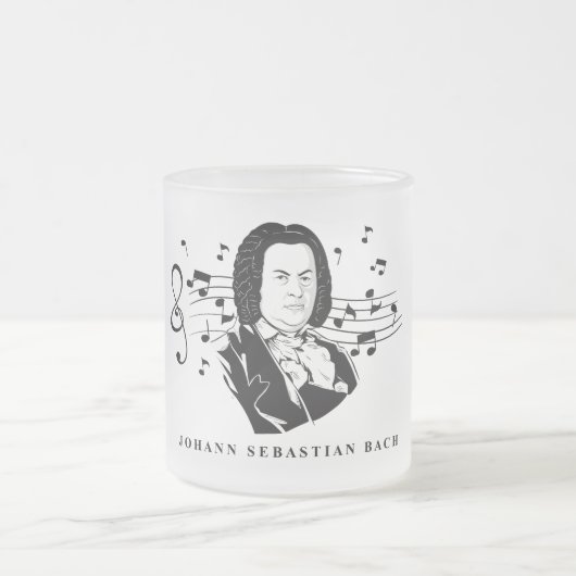 Johann Sebastian Bach Portrait and Bust with Notes Mattglastasse (Mittel)