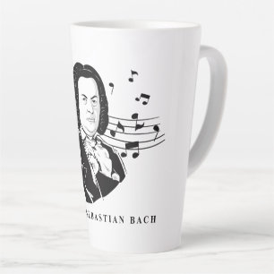 Johann Sebastian Bach Portrait and Bust with Notes Milchtasse