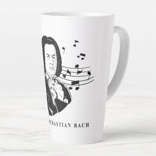 Johann Sebastian Bach Portrait and Bust with Notes Milchtasse (Rechte Ecke)