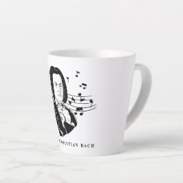 Johann Sebastian Bach Portrait and Bust with Notes Milchtasse