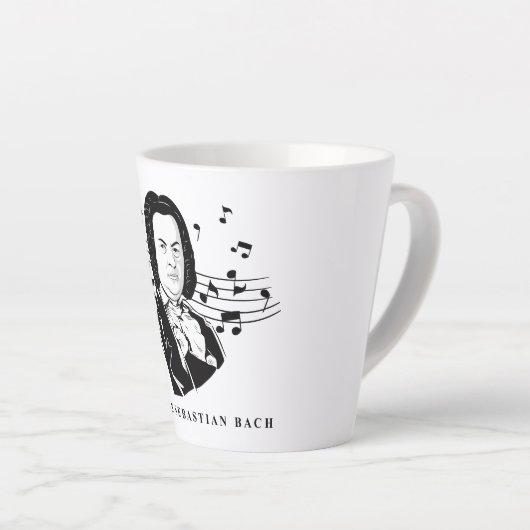 Johann Sebastian Bach Portrait and Bust with Notes Milchtasse (Rechte Ecke)